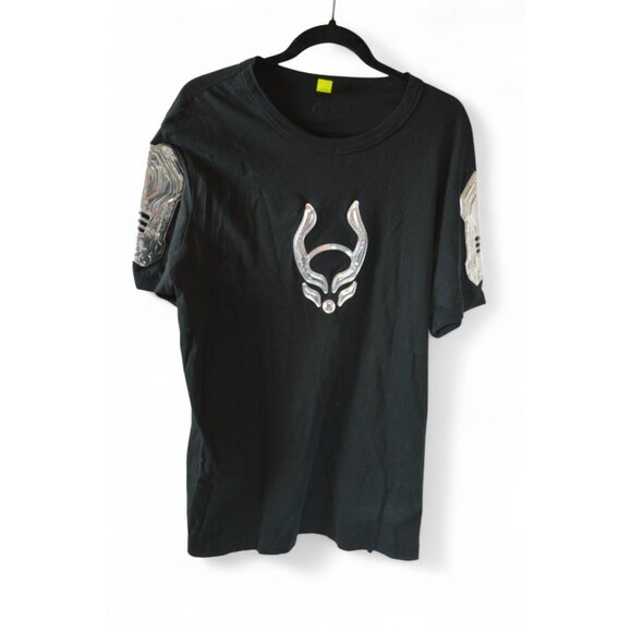 Cyberdog London Black Futuristic Graphic T-Shirt XL Glow Techwear Rave - Picture 1 of 4